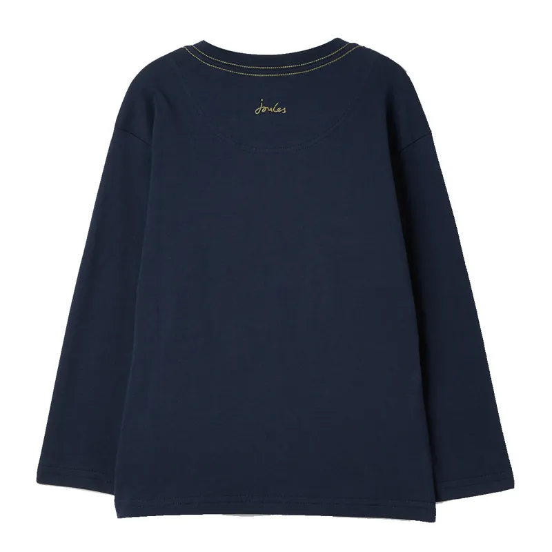 Joules Finlay Festive Long Sleeve Dinosaur Artwork Top - French Navy-1